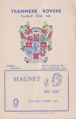 Tranmere Rovers v Wrexham Match Programme 1965-10-29